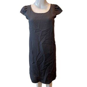 J. Crew Women Shift Dress Wool Cap Sleeve Round Neck Back Zip Charcoal Gray Sz 0